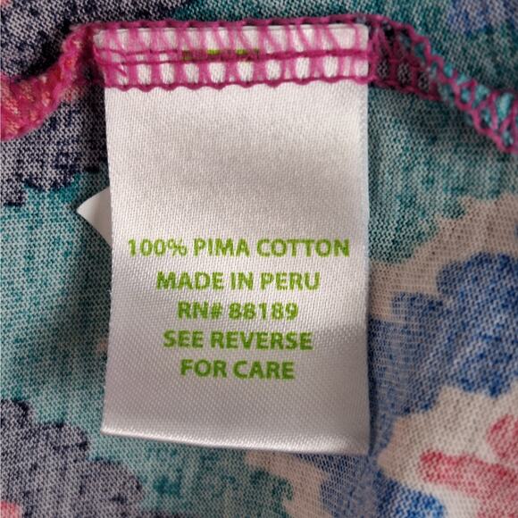 Lilly Pulitzer Top Large Preppy Chevron Stripe Colorful Pima Cotton Artsy Casual - Picture 5 of 6